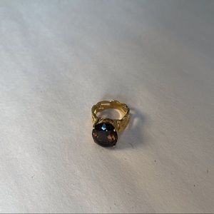 Gold and Smoky Crystal Cocktail Ring
